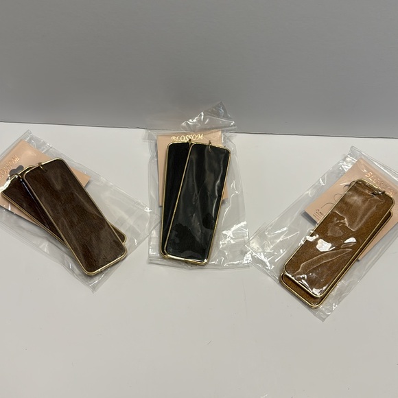 Blossom (Set of 3) Black , Brown, Light Brown Earrings Two All Gold Trim New - Picture 17 of 17